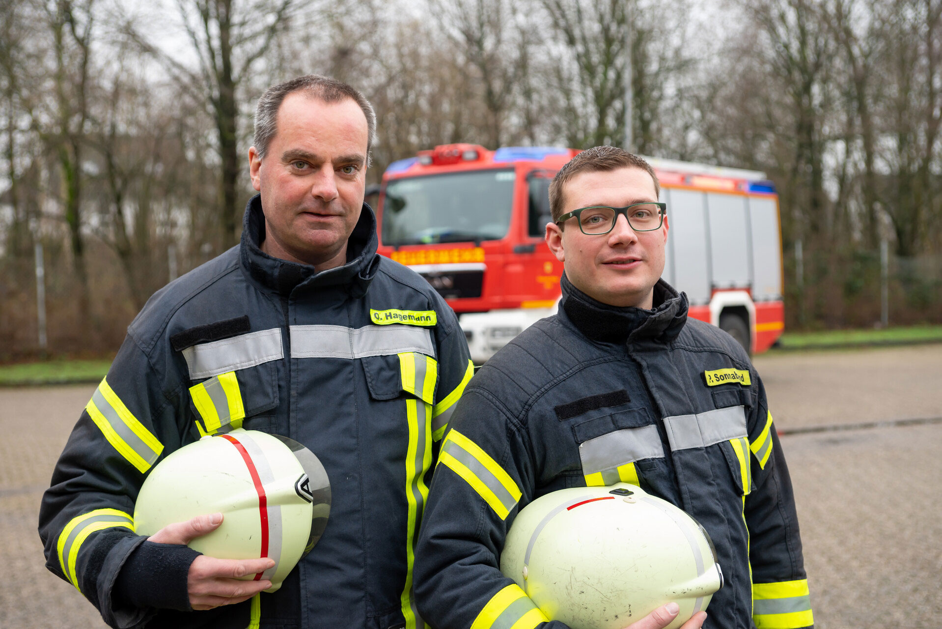 Die neuen Zugführer vom Löschzug Hiddingsel sind von links: Olaf Hagemann und sein Stellvertreter Patrick Sonnabend